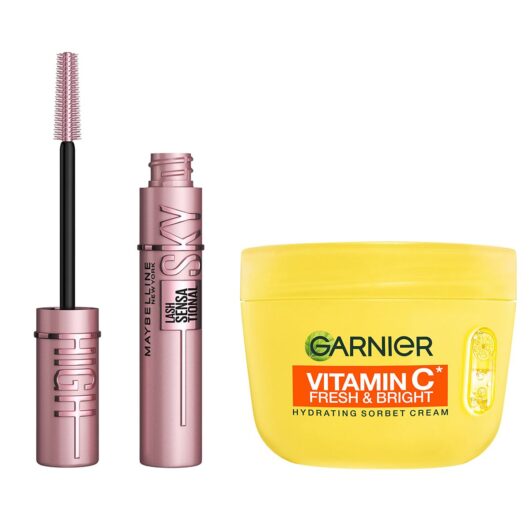 Maybelline Sky High Black & Garnier Vitamin C Sorbet Cream