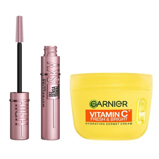 Maybelline Sky High Brown & Garnier Vitamin C Sorbet Cream