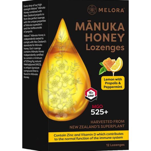 Melora Manuka Honey And Propolis Lozenges Lemon Peppermint 12S