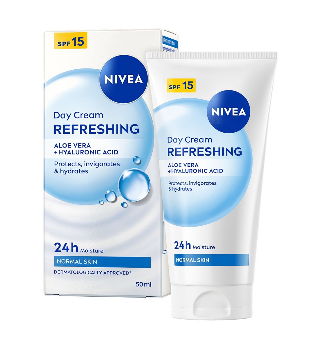 Nivea 24H Moisture Refreshing Day Cream With Vitamin E For Normal Skin Spf15 50ml