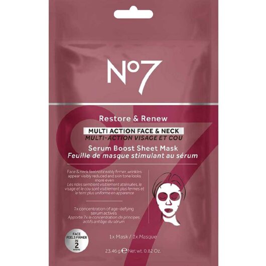 No7 No 7 Restore & Renew Face Neck Multi Action Serum Boost Sheet Mask