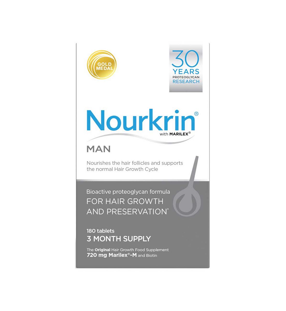 Nourkrin Man For Hair Preservation 3 Month Supply - 180 Tablets