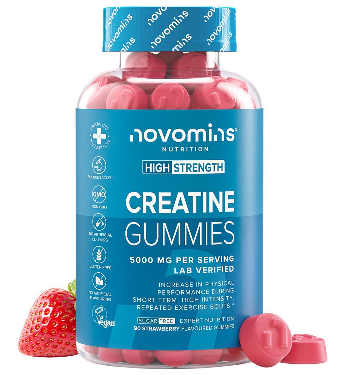 Novomins Creatine Strawberry Flavoured Gummies 90