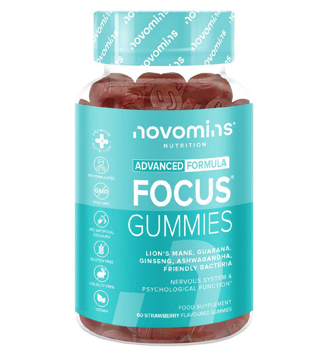 Novomins Focus Gummies Strawberry Flavour 60S