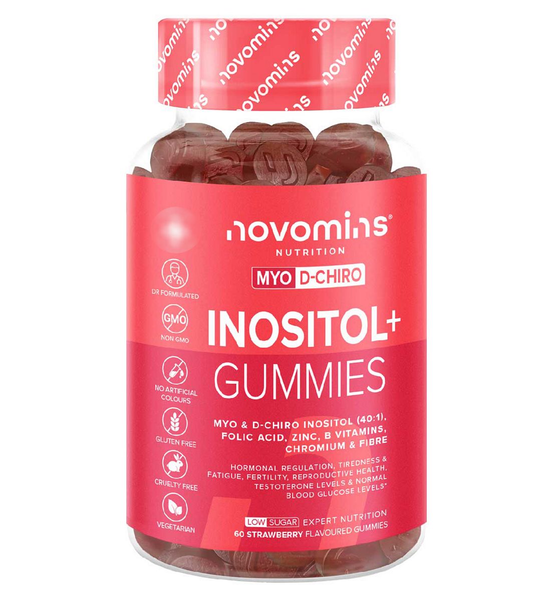 Novomins Inositol Gummies Strawberry Flavour 60S
