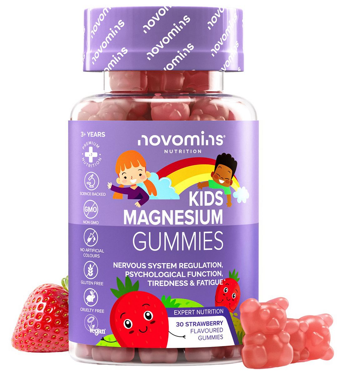 Novomins Kids Magnesium Strawberry Flavoured Gummies 30