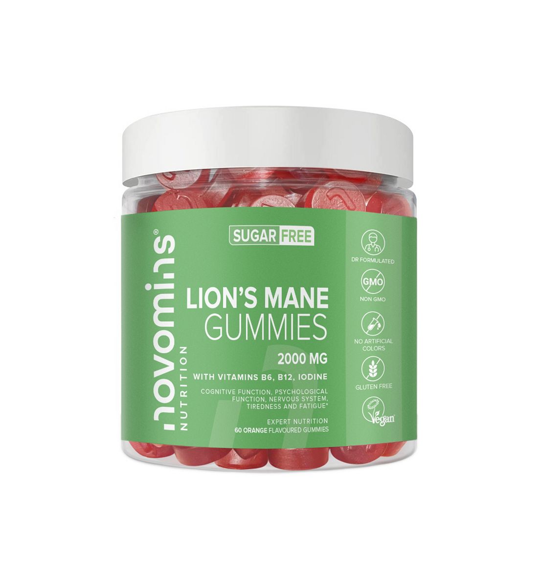 Novomins Lions Mane Gummies Orange Flavour 60S