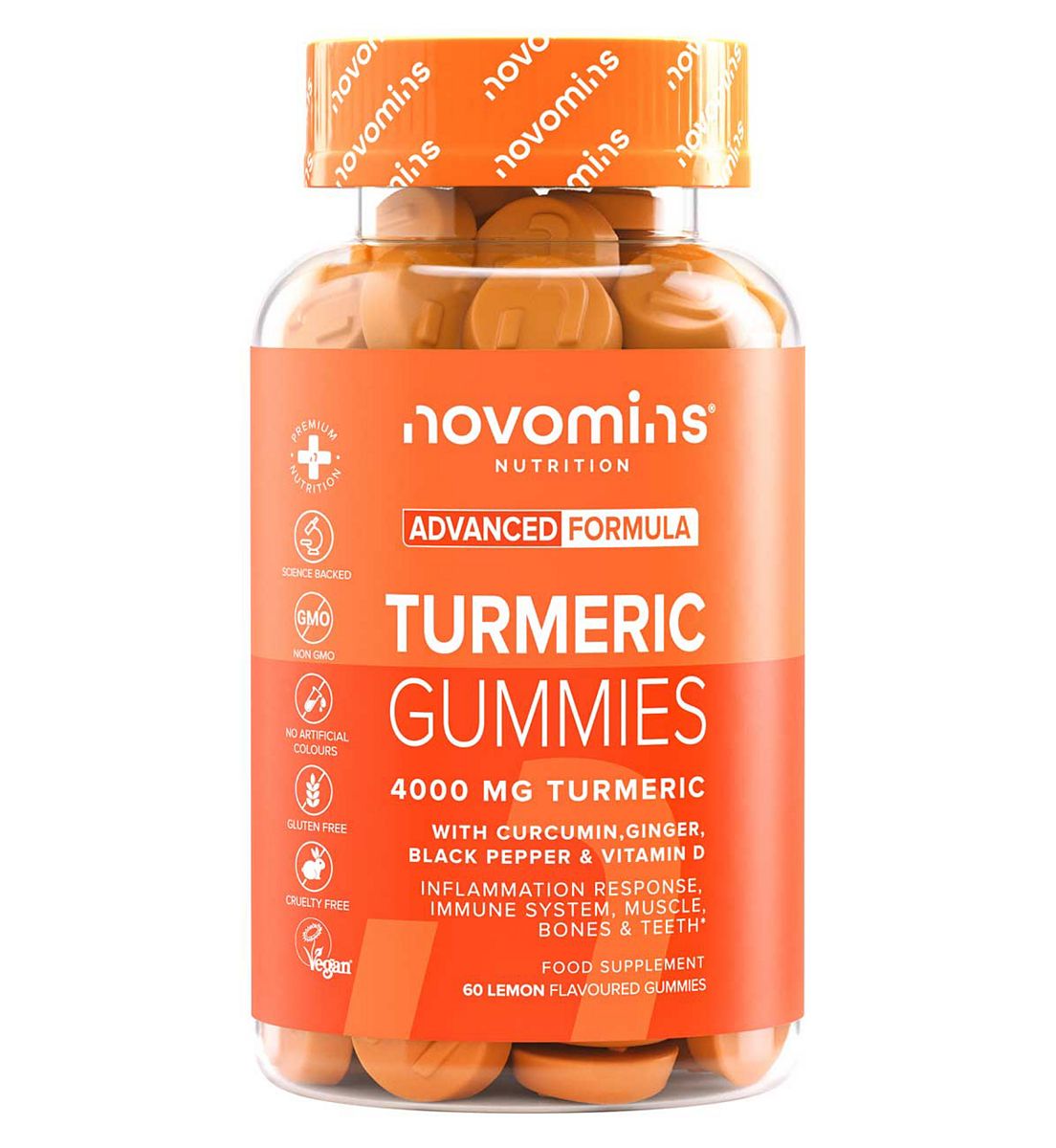 Novomins Turmeric Lemon Flavoured Gummies 60