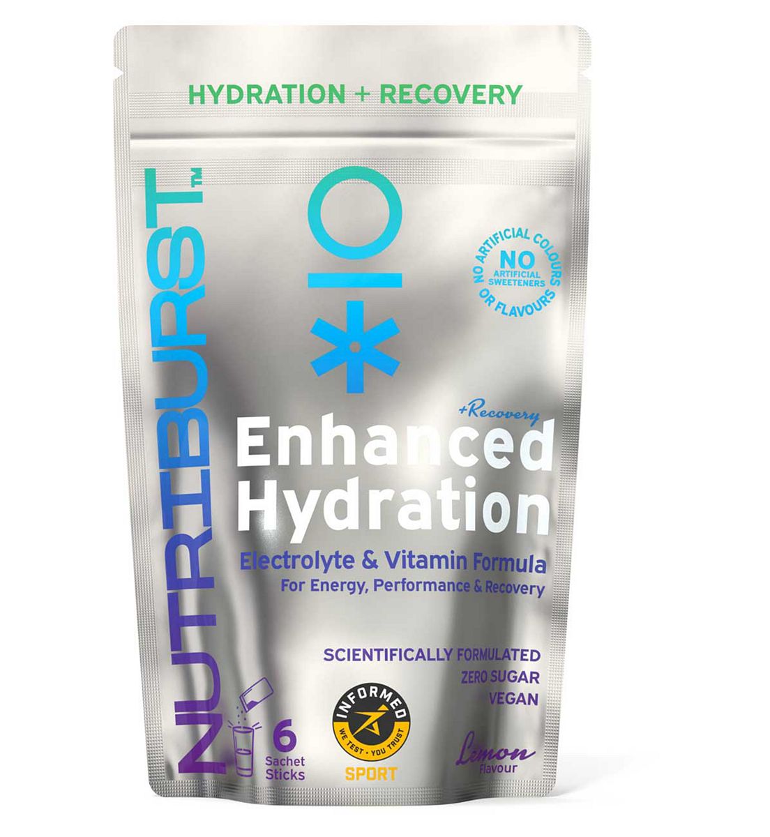 Nutriburst Recovery Electrolyte & Vitamin Hydration Powder - Lemon 3G, 6 Sachets