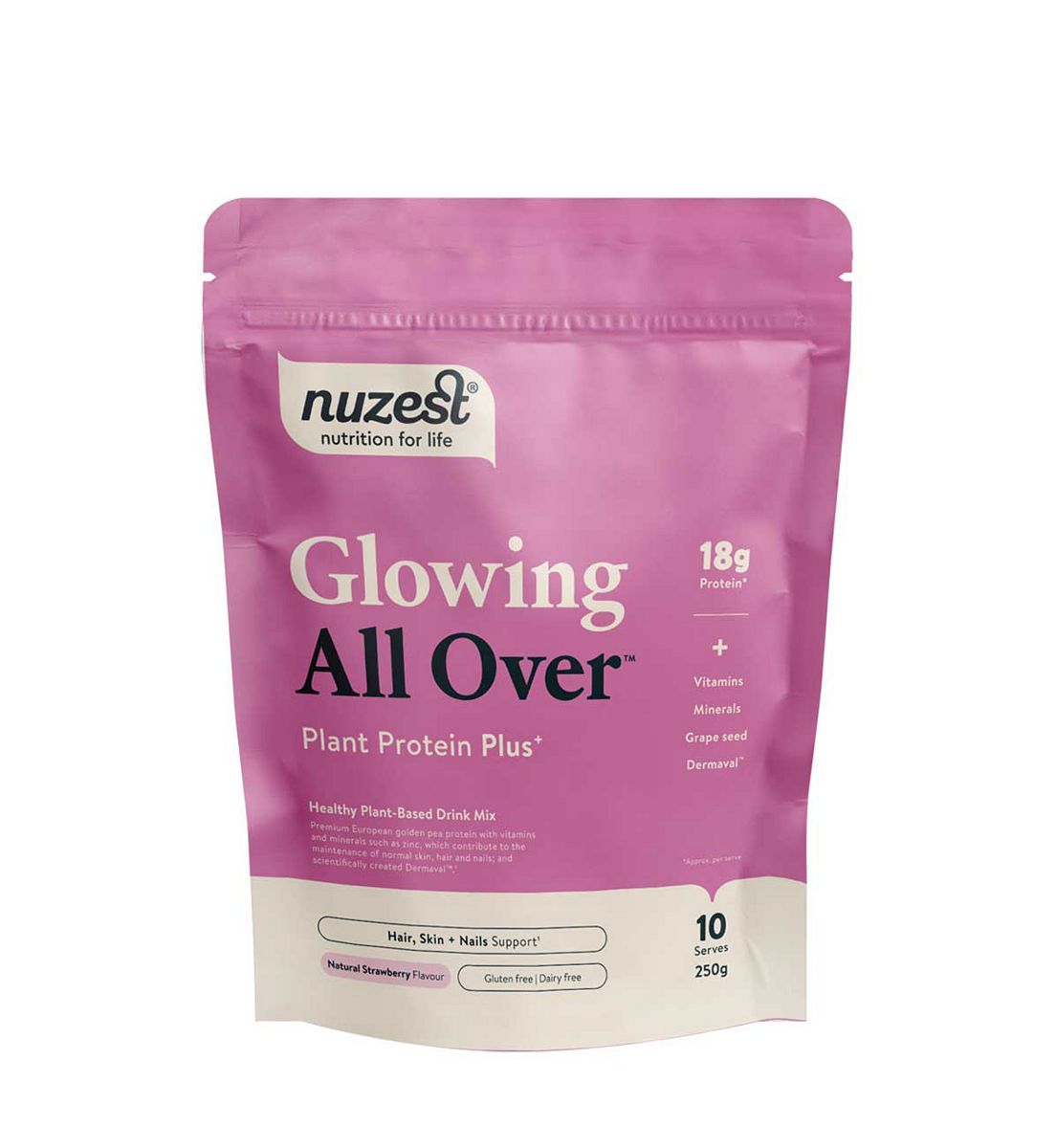Nuzest Protein Plus Glowing All Over Strawberry European Pea Powder 250g