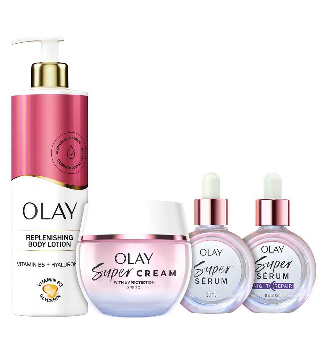 Olay Replenishing Bundle Hyaluronic Acid Body Lotion 500Ml & Super Cream Spf30 50ml