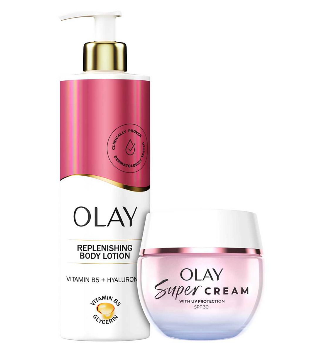 Olay Super Bundle Hyaluronic Acid Body Lotion 500Ml & Cream Spf30 50ml