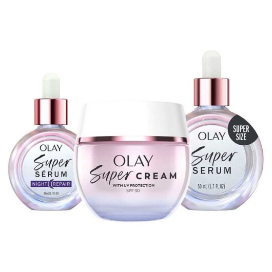 Olay Super Cream Face Moisturiser Serum Night 30Ml & 50Ml Bundle