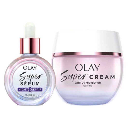 Olay Super Cream Face Moisturiser & Serum Night 30Ml Bundle