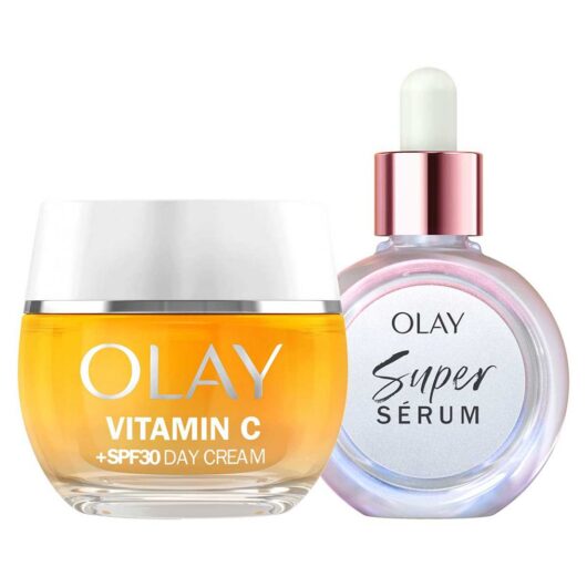 Olay Super Serum 30Ml & Vitamin C Anti-Dark Spot Spf30 Day Cream 50Ml Bundle