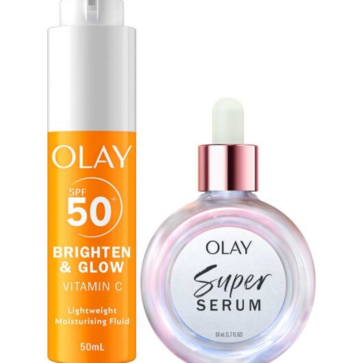 Olay Vitamin C 3In1 Moisturiser Face Fluid Spf50+ Hydrating Primer 50Ml & Super Serum Bundle