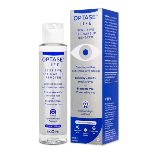 Optase Life Sensitive Eye Makeup Remover - Gentle Ionized Cleanser Preservative Free 100ml
