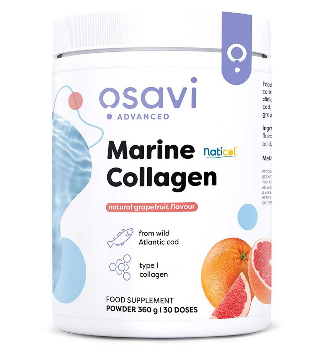 Osavi Marine Collagen, Natural Grapefruit Flavour - 360 Grams
