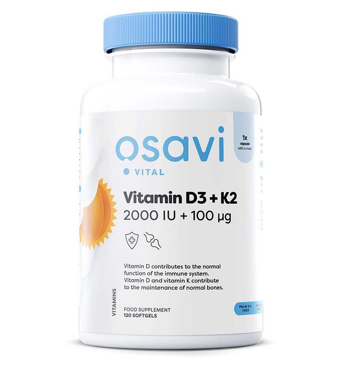 Osavi - Vitamin D3 + K2, 2000Iu 100Mcg 120 Softgels