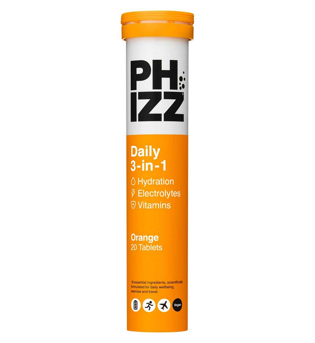 Phizz Orange 3-In-1 Hydration, Electrolytes And Vitamins Effervescent Tablets - 20
