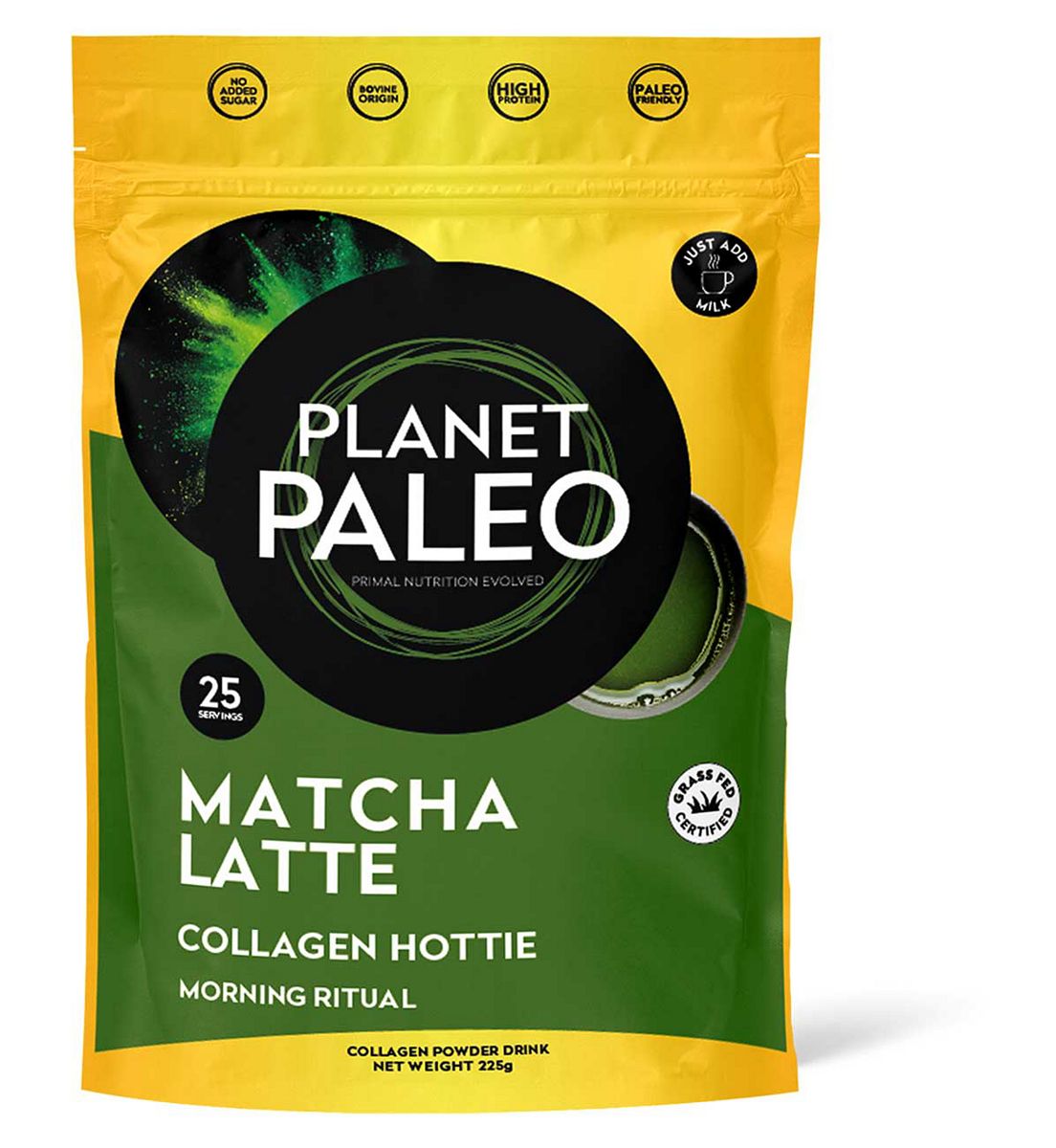 Planet Paleo Matcha Latte Collagen Hottie Powder Drink 225g