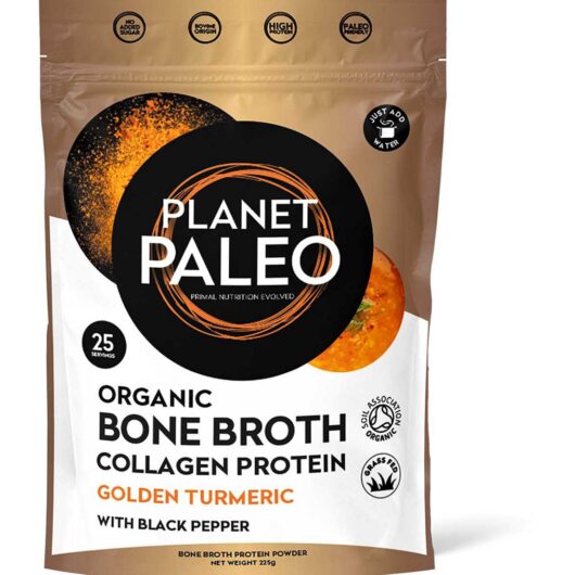 Planet Paleo Organic Bone Broth Protein Powder Golden Turmeric 225g
