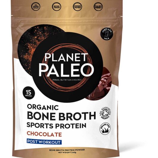Planet Paleo Organic Bone Broth Protein Powder Sports Chocolate 240g