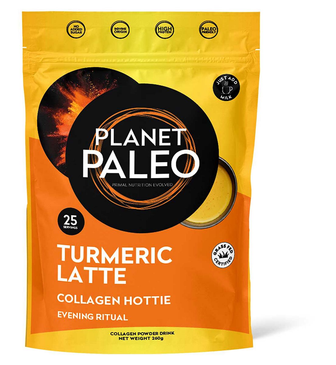 Planet Paleo Turmeric Latte Collagen Hottie Powder Drink 260g