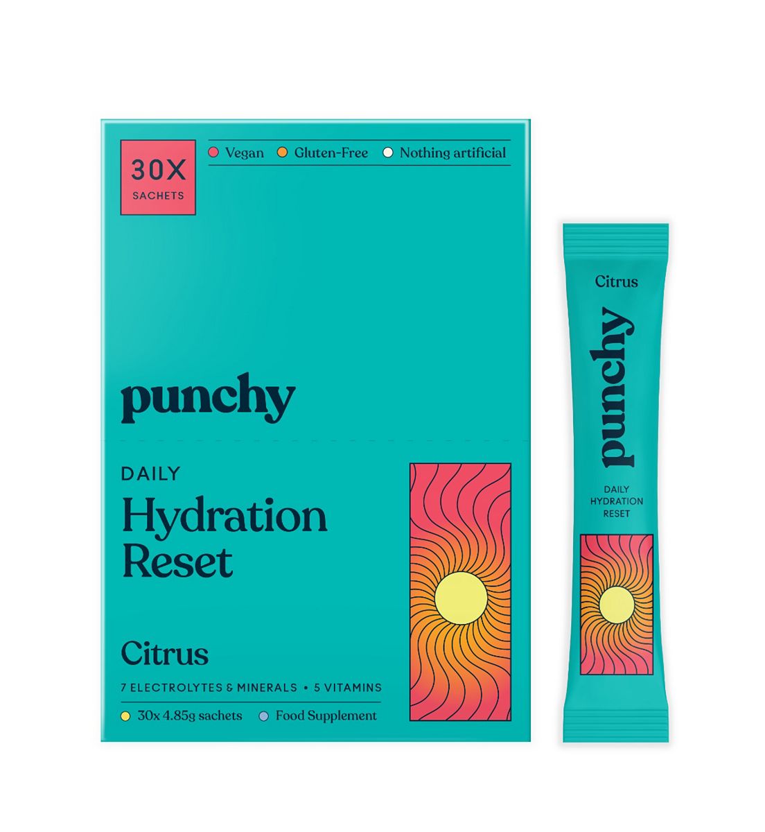 Punchy Electrolytes Daily Hydration Reset Citrus 30 X 4.85G Sachets