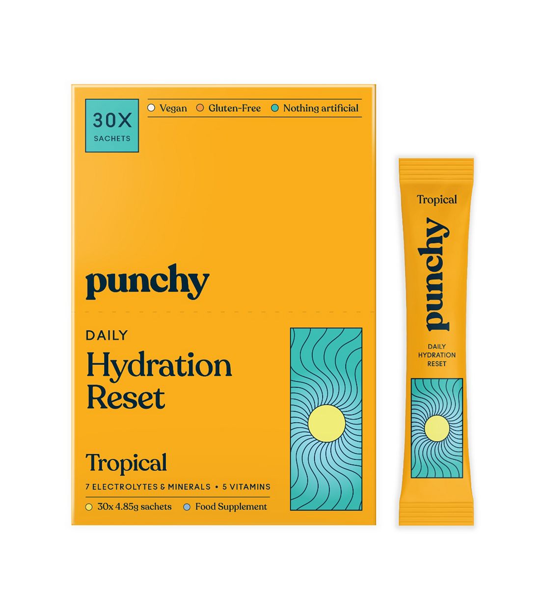 Punchy Electrolytes Daily Hydration Reset Tropical 30 X 4.85G Sachets