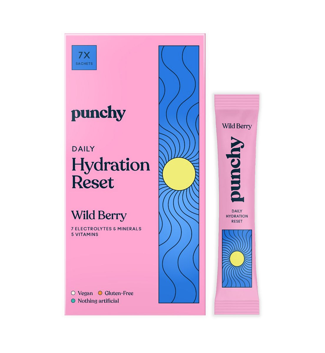 Punchy Electrolytes Daily Hydration Reset Wild Berry 7 X 5.1G Sachets