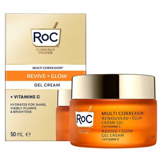 ROC Multi Correxion Revive + Glow Vitamin C Gel Cream, Skin Plumping And Brightening, 50ml