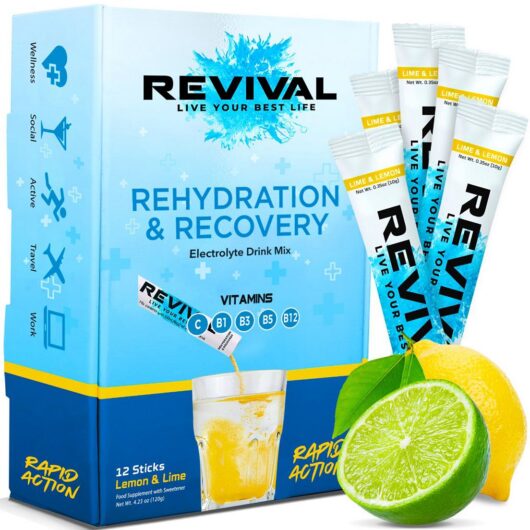 Revival Drinks Ltd Revival Rapid Rehydration - Electrolyte Powder Sachet Lemon & Lime 12 Pack