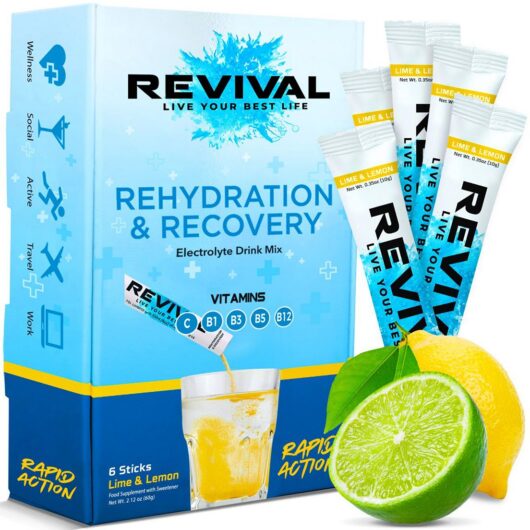 Revival Drinks Ltd Revival Rapid Rehydration - Electrolyte Powder Sachet Lemon & Lime 6 Pack