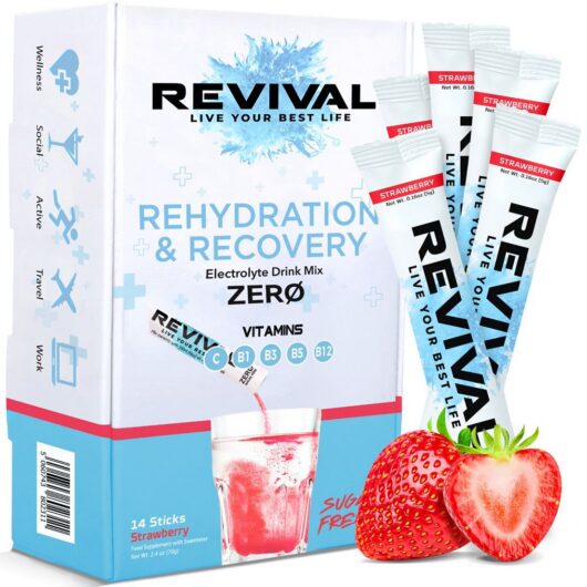 Revival Drinks Ltd Revival Zero Sugar Rehydration - Electrolyte Powder Sachet Strawberry - 14 Pack