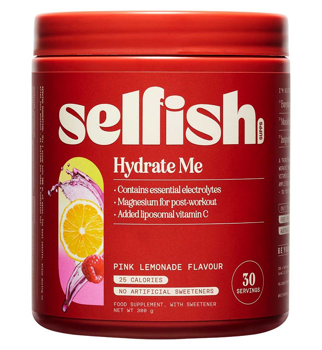 Selfish Supps Hydrate Me 300G Pink Lemonade Flavour
