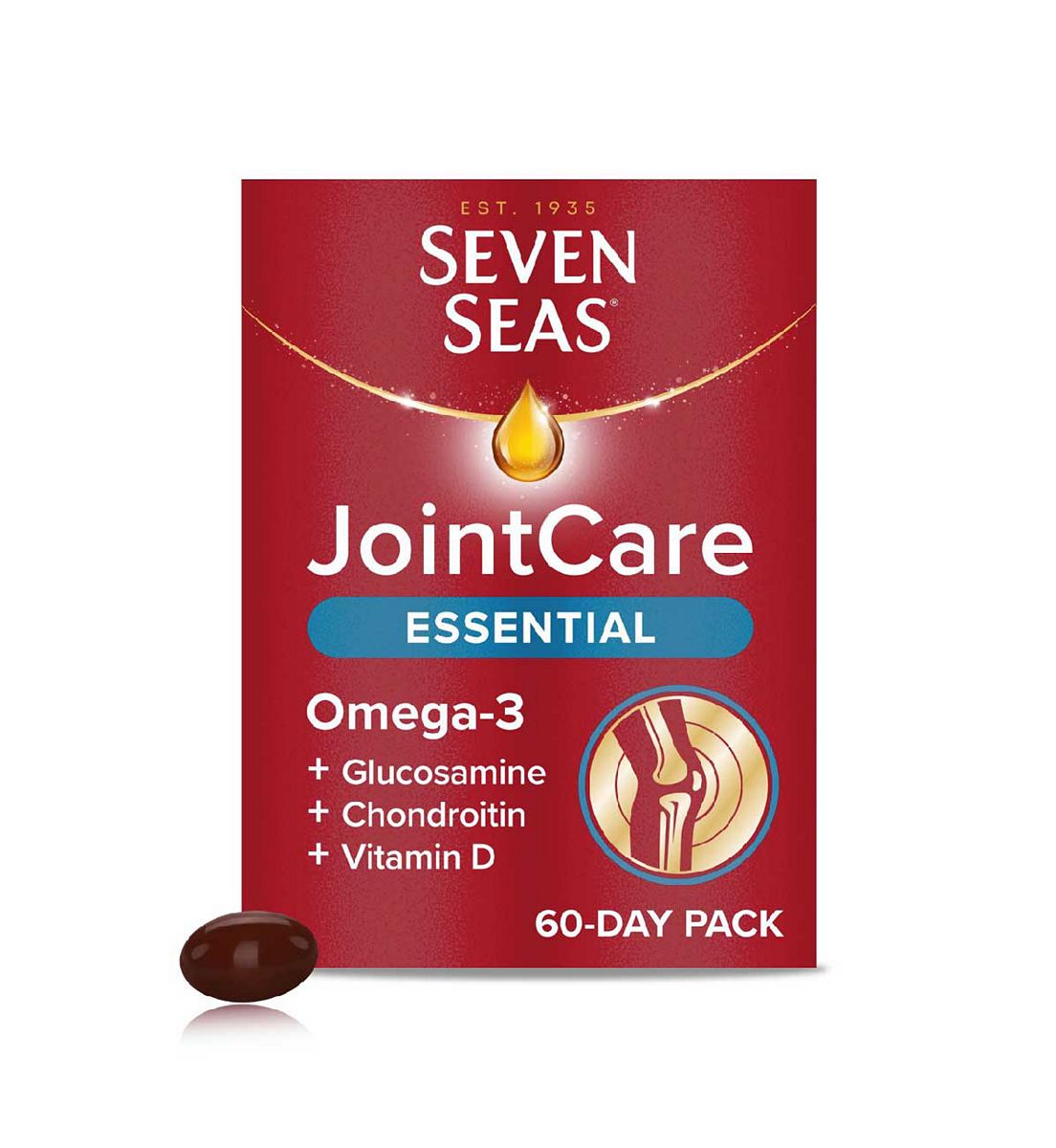 Seven Seas Jointcare Essential, With Omega-3, Glucosamine, Chondroitin, Vitamins C And D, Manganese Zinc, 60-Day Pack