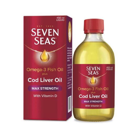 Seven Seas Omega-3 Fish Oil Plus Cod Liver Max Strength 450Ml Liquid. With Vitamins D And E
