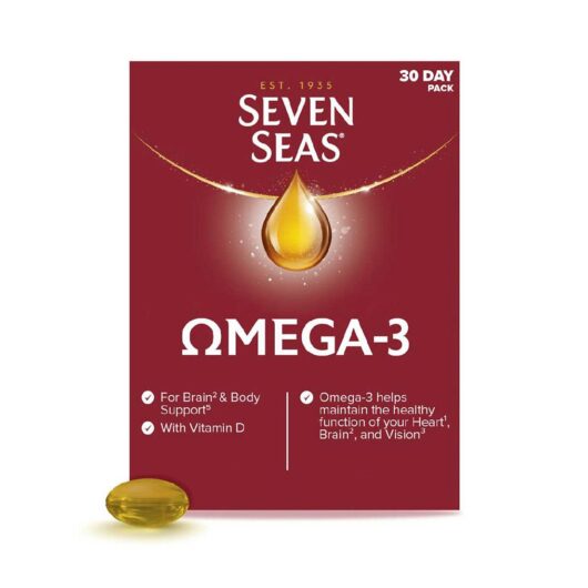 Seven Seas Omega-3 Fish Oil + Vitamin D For Whole Body Health, 30 One-A-Day Capsules, 1 Month Supply
