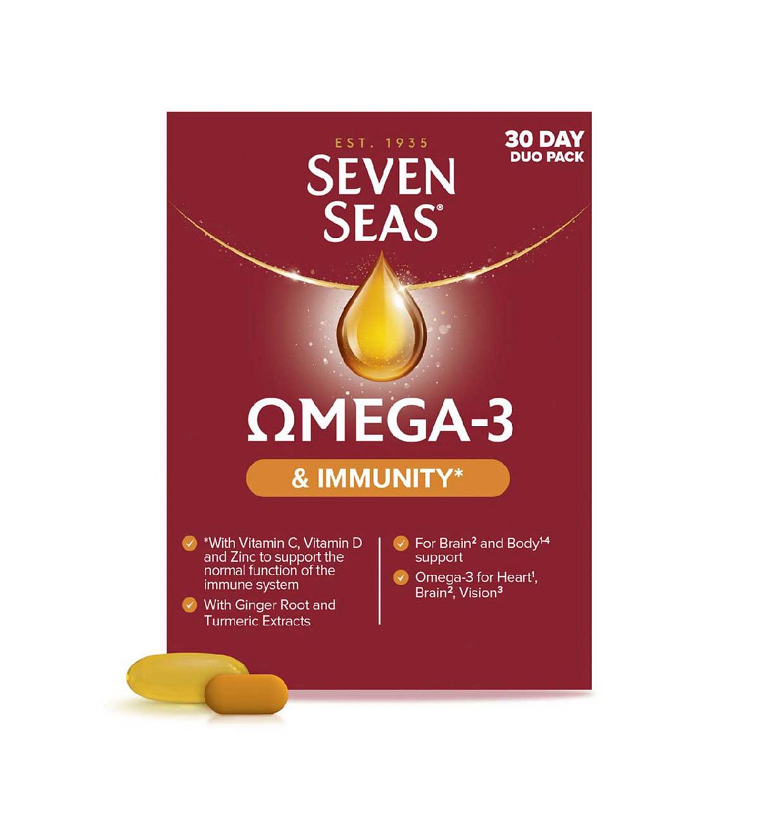 Seven Seas Omega-3 Fish Oil & Immunity, With Vitamin C, D, Duo Pack: 30 Capsules+30 Tablets