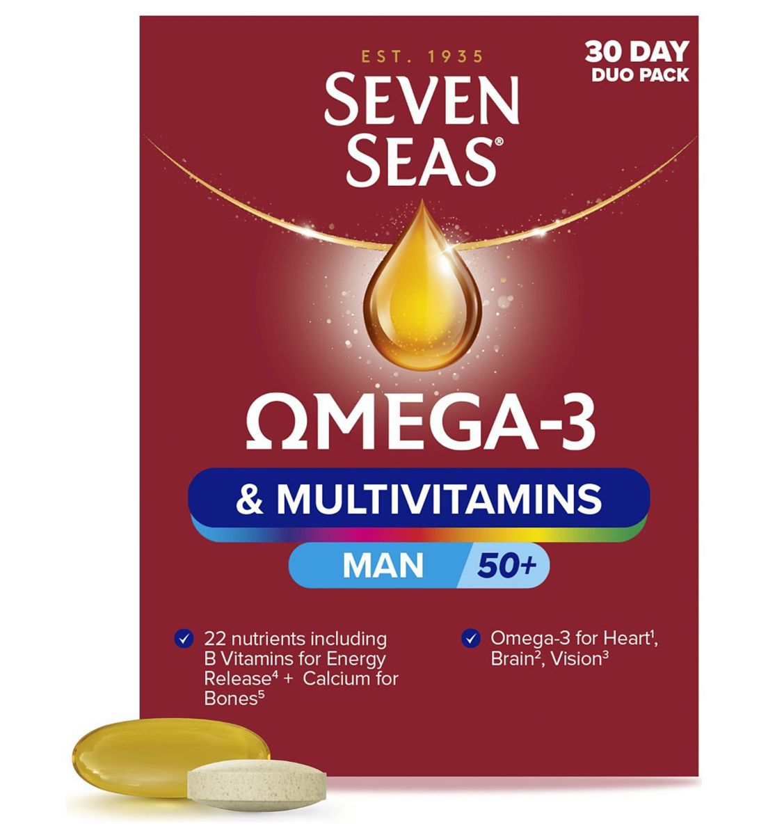 Seven Seas Omega-3 & Multivitamins Man 50+ 30-Day Duo Pack