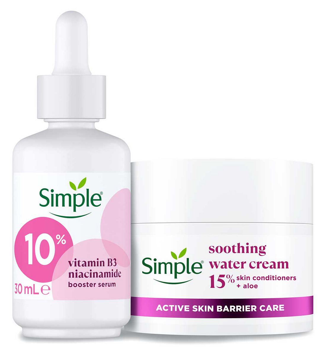 Simple Active Barrier Smoothing Moisturiser And Serum Bundle