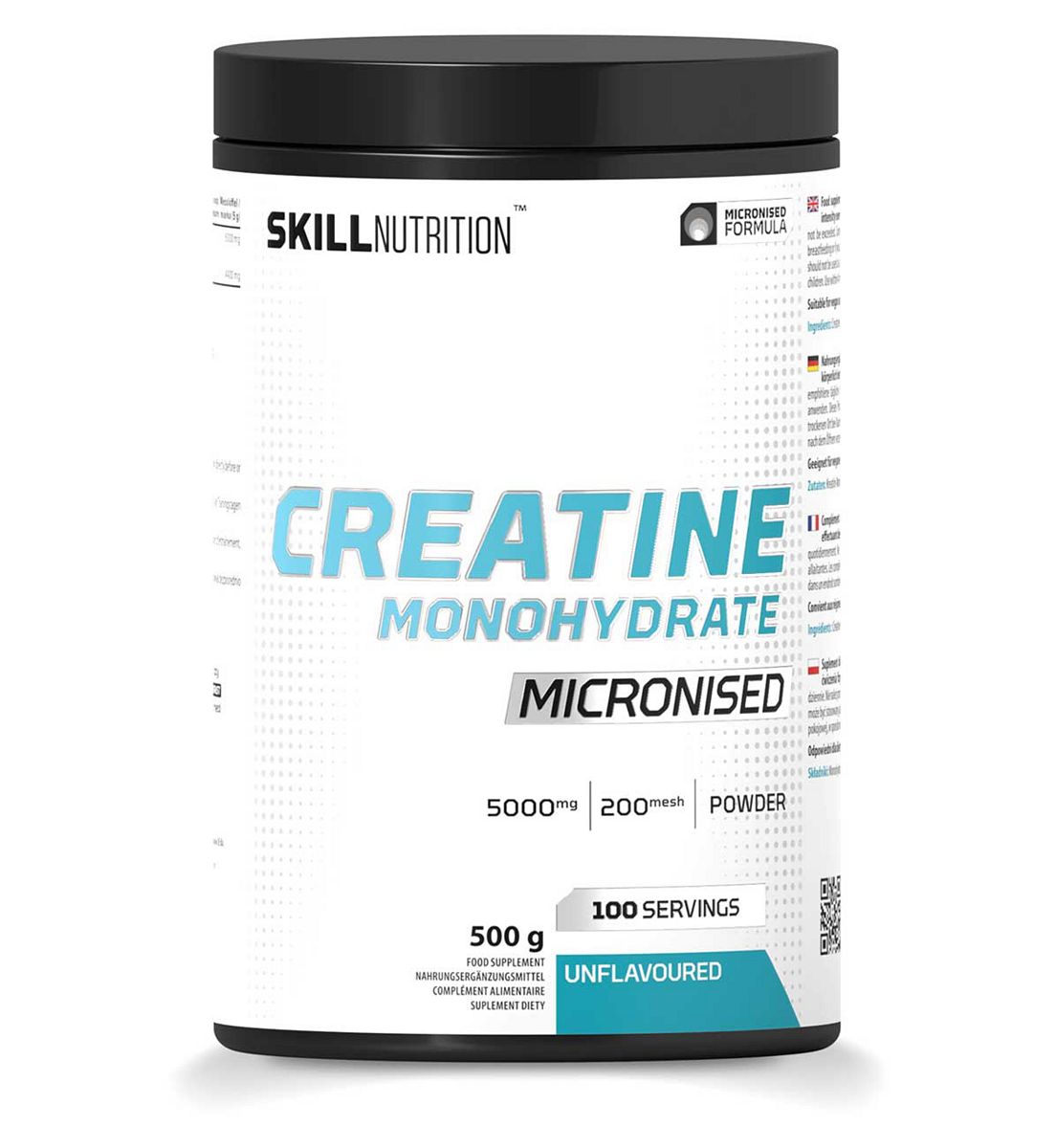 Skill Nutrition Micronised Creatine Monohydrate Unflavoured Powder 500g