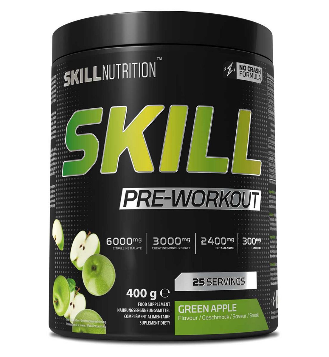 Skill Nutrition Skill Pre Workout Powder Green Apple 400g
