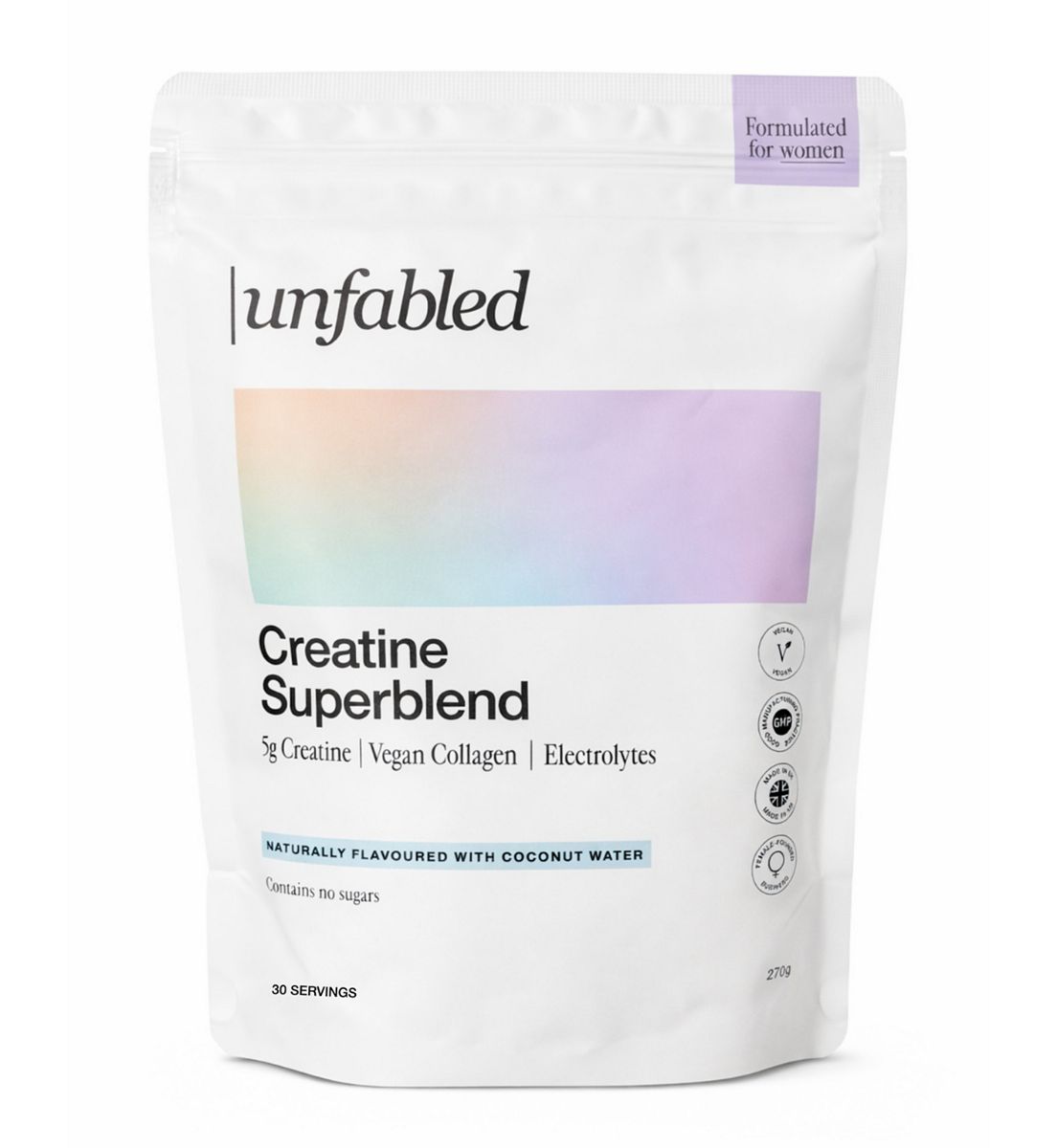 Unfabled Creatine Superblend With Electrolytes, Vegan Collagen & Coconut Water - 270G, 30 Servings