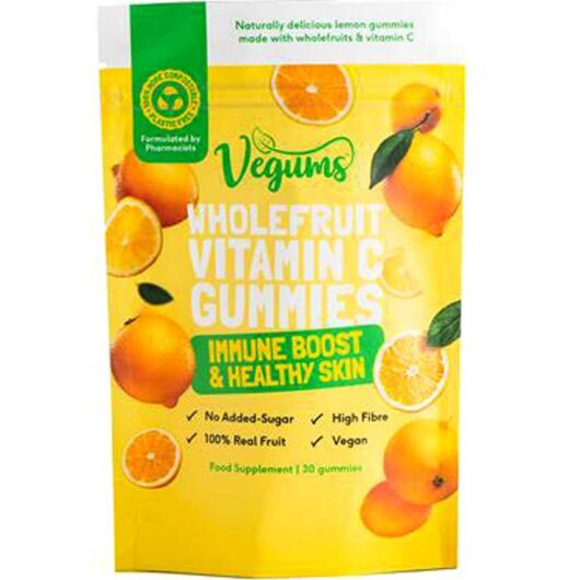 Vegums Vitamin C Wholefruit 30 Gummies (Vegan, Natural Colours And Flavours, Plastic Free)