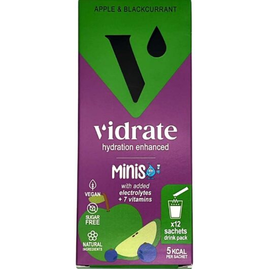 Vidrate Natural Electrolyte Hydration, Minis, Apple & Blackcurrant Flavour 12 X 3G Sugar-Free Sachets