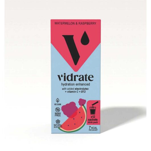 Vidrate Natural Electrolyte Hydration Sachets Watermelon & Raspberry - 12