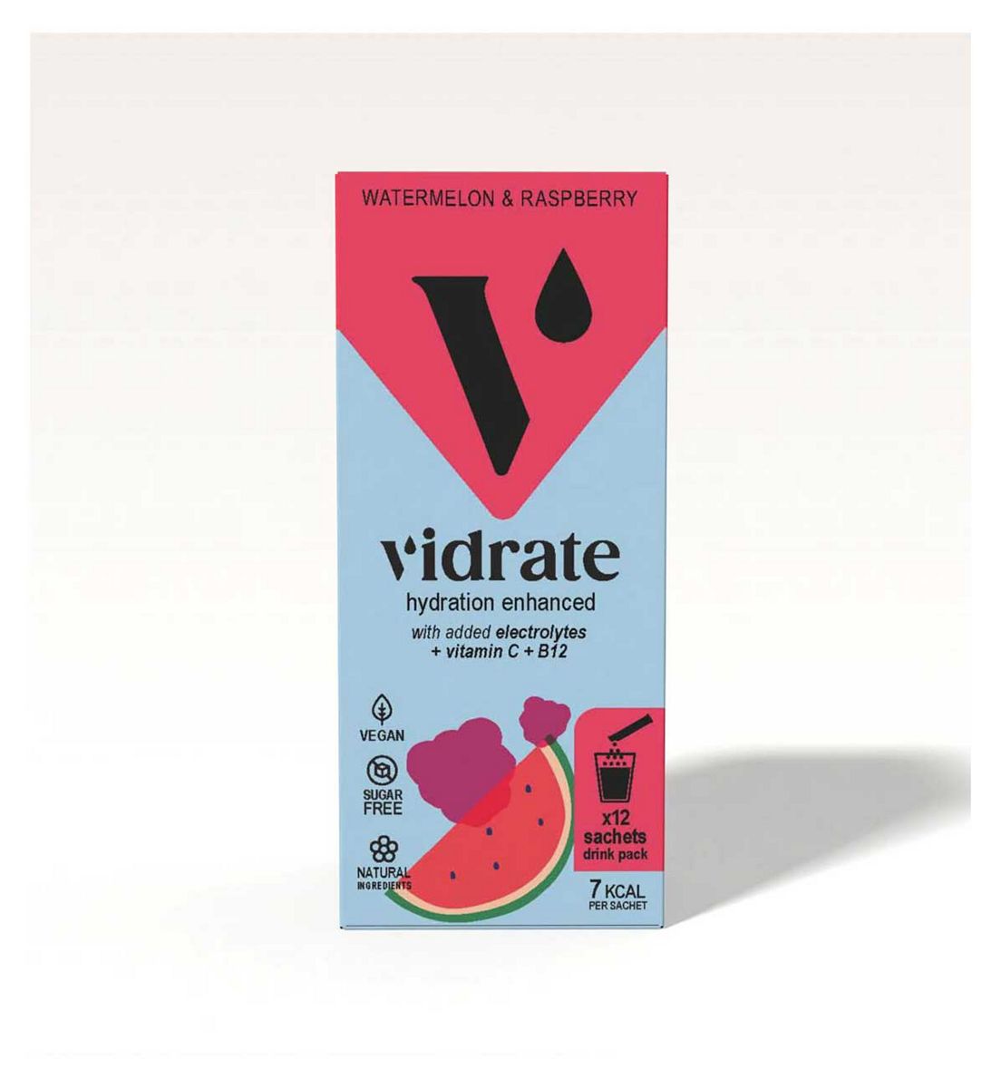 Vidrate Natural Electrolyte Hydration Sachets Watermelon & Raspberry - 12