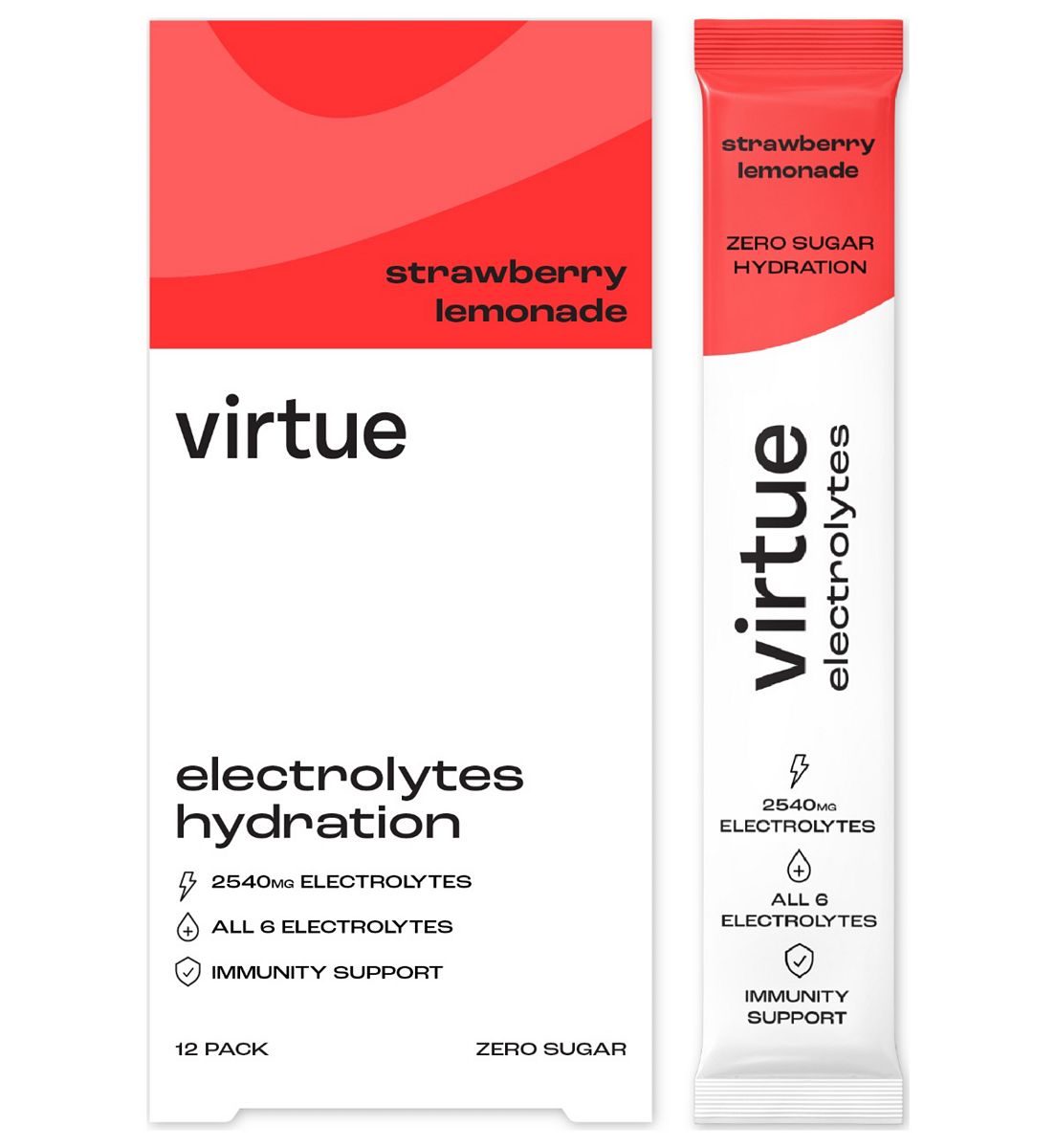 Virtue Drinks Virtue Electrolytes Hydration Powder Strawberry Lemonade 12 Sachets, 8g